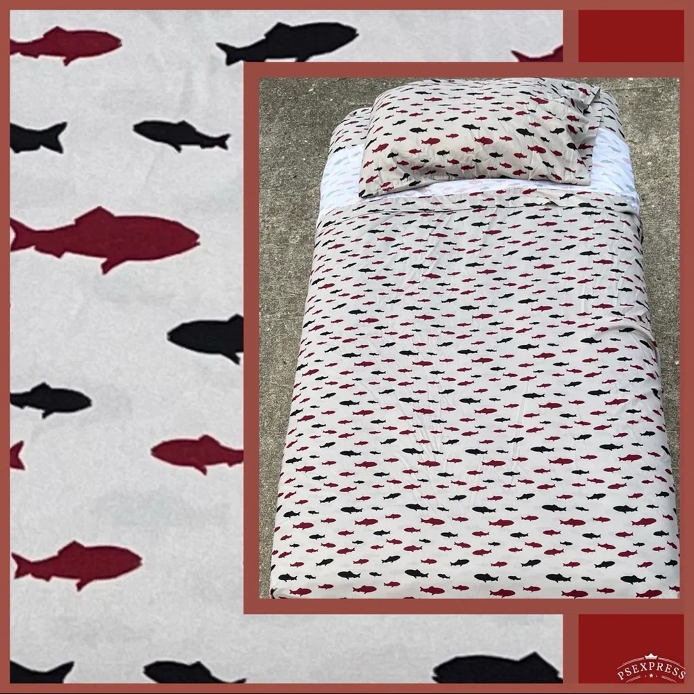- Shark Print Twin Size Sheet Set & Mattress Pad! EUC!